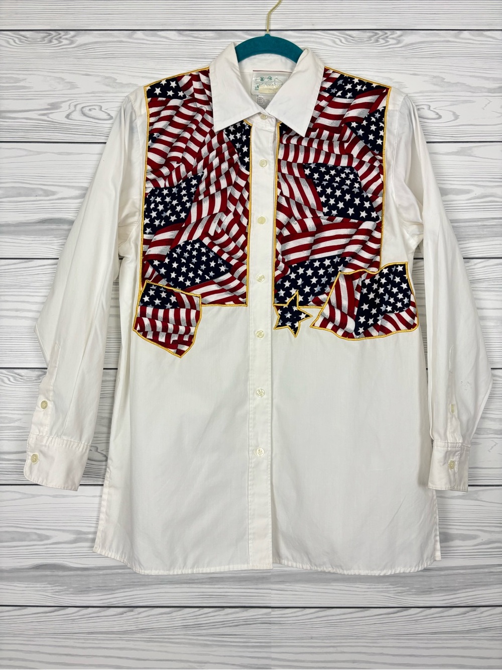 The Quacker Factory Americana American Flag Button Down Shirt patriotic small